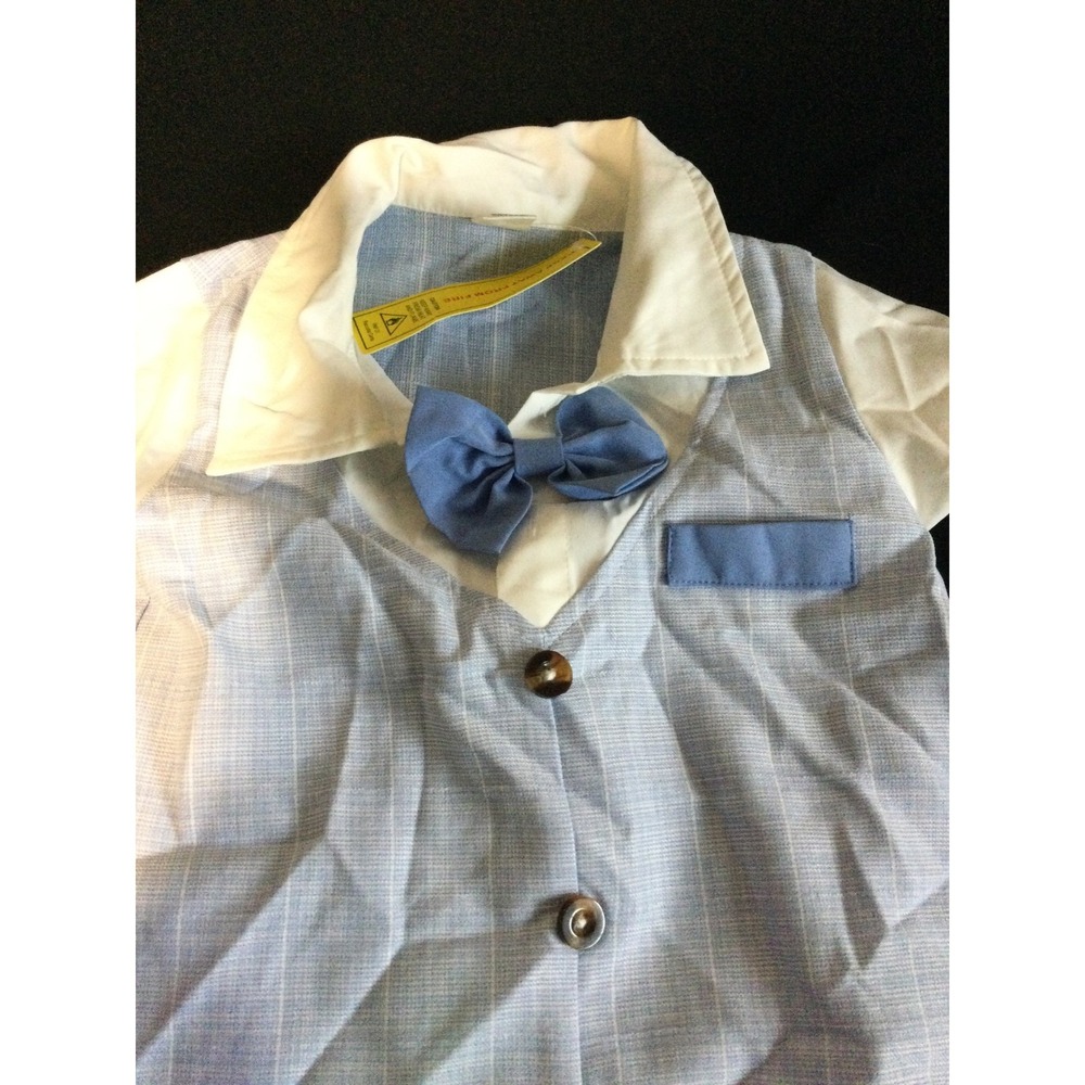 Kids Baby Blue Plaid Vest Outfit‎ Set with Bowtie, Toddler Formal Wear 2-3 year - Picture 2 of 5
